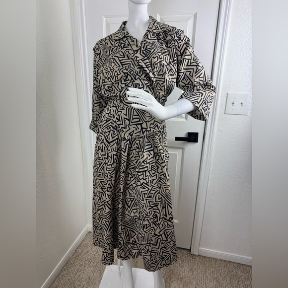 Betsy’s Things Geometric Patterned Black and Cream Dress.  #172 - Picture 1 of 16